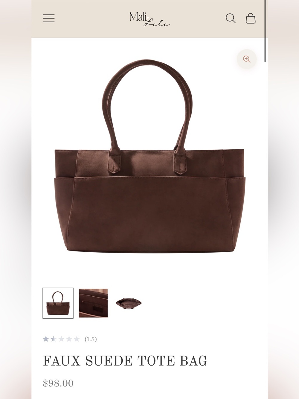 Faux Suede Tote Bag